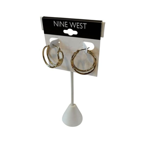 Nine West Bright Gold Double Hoop Earrings - Picture 3 of 5